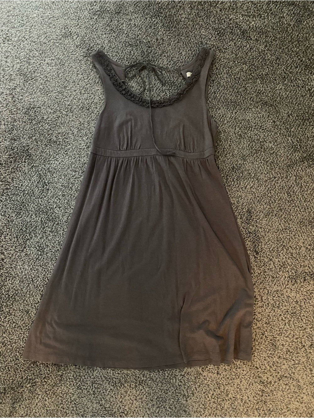 LOFT Sleeveless Lace-Trim Sleep Chemise in Charcoal
